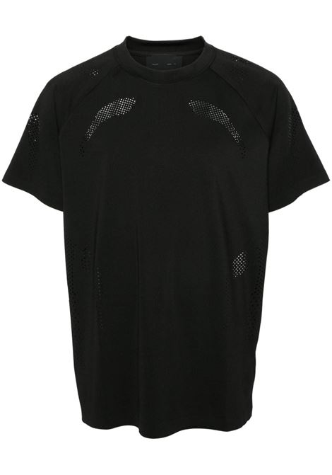 Black short-sleeved perforated T-shirt Heliot Emil - men HELIOT EMIL | SS24M09106BLK01